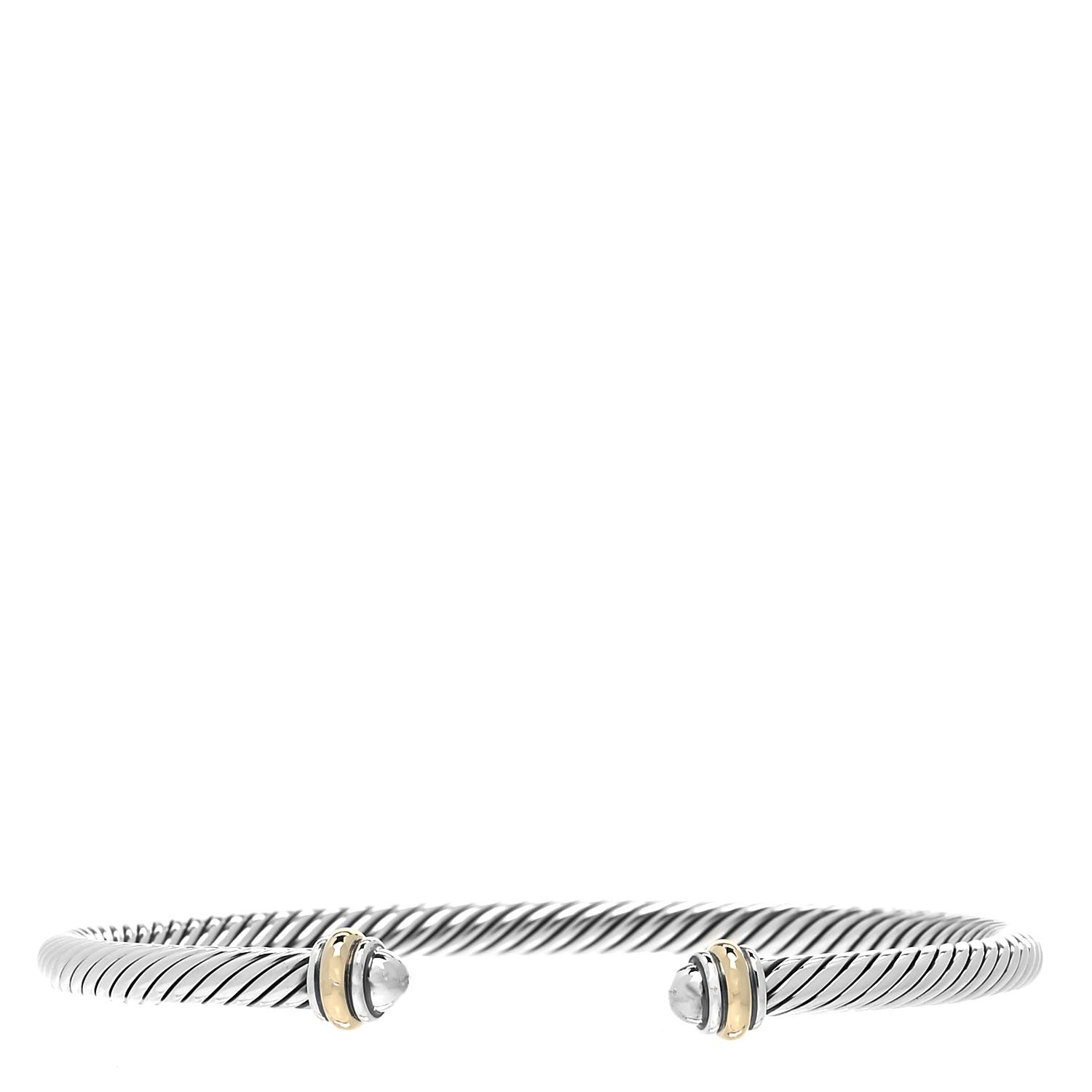 David Yurman Sterling Silver 18K Yellow Gold 4mm Cable Classics Bracelet 1 of 4