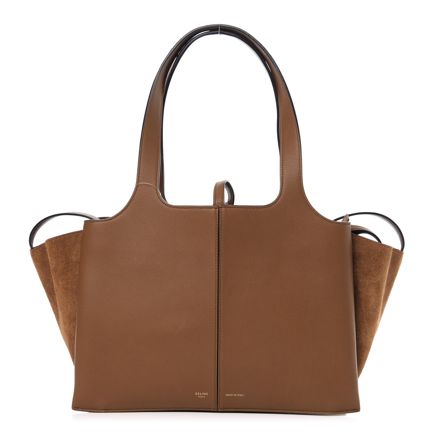 Smooth Calfskin Suede Small Tri-Fold Bag Camel