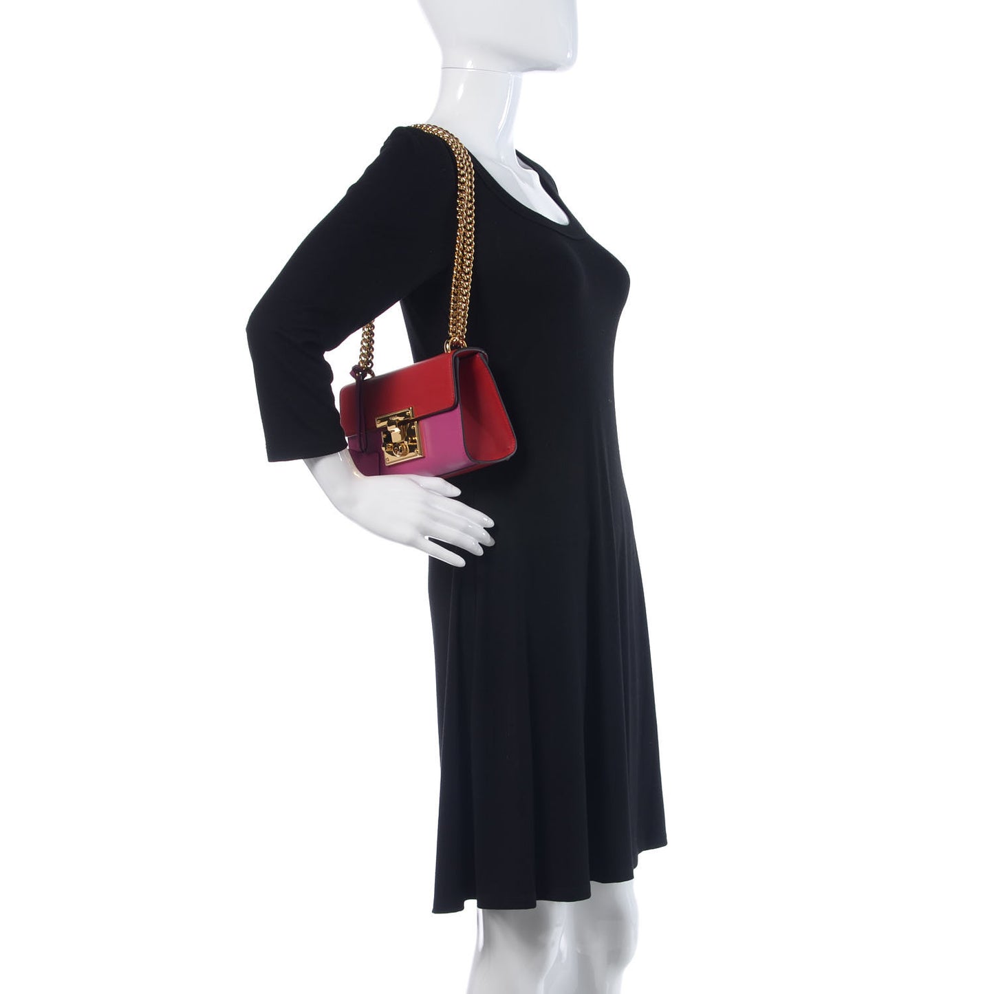 Calfskin Small Padlock Shoulder Bag New Rosette Hibiscus Red