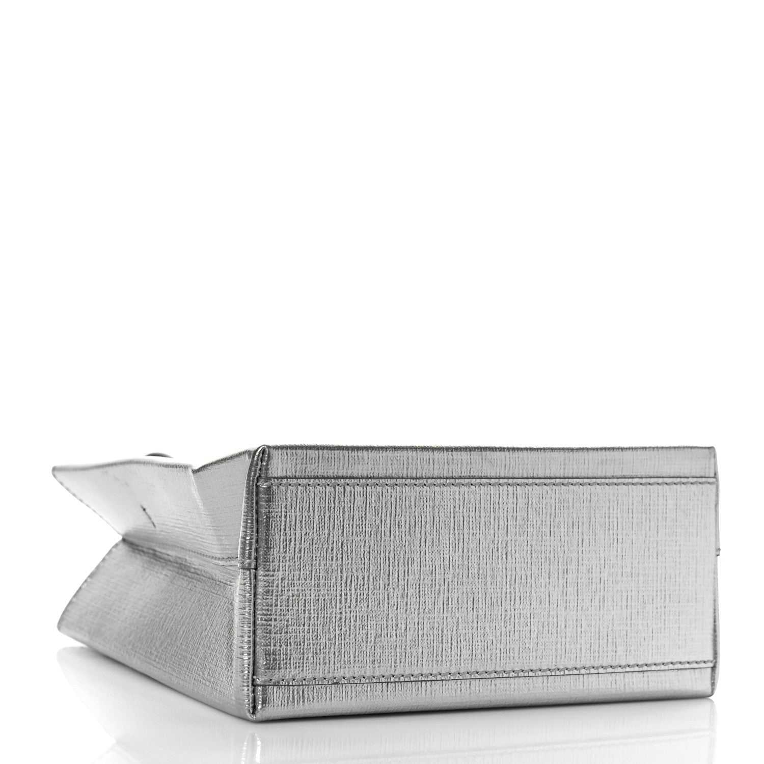 Balenciaga Metallic Squared Calfskin Logo North South Shopper Tote XXS Silver 4 of 8