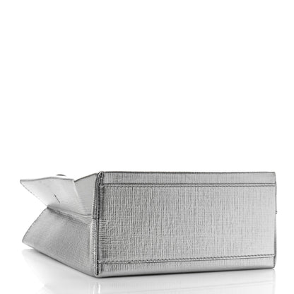 Balenciaga Metallic Squared Calfskin Logo North South Shopper Tote XXS Silver 4 of 8
