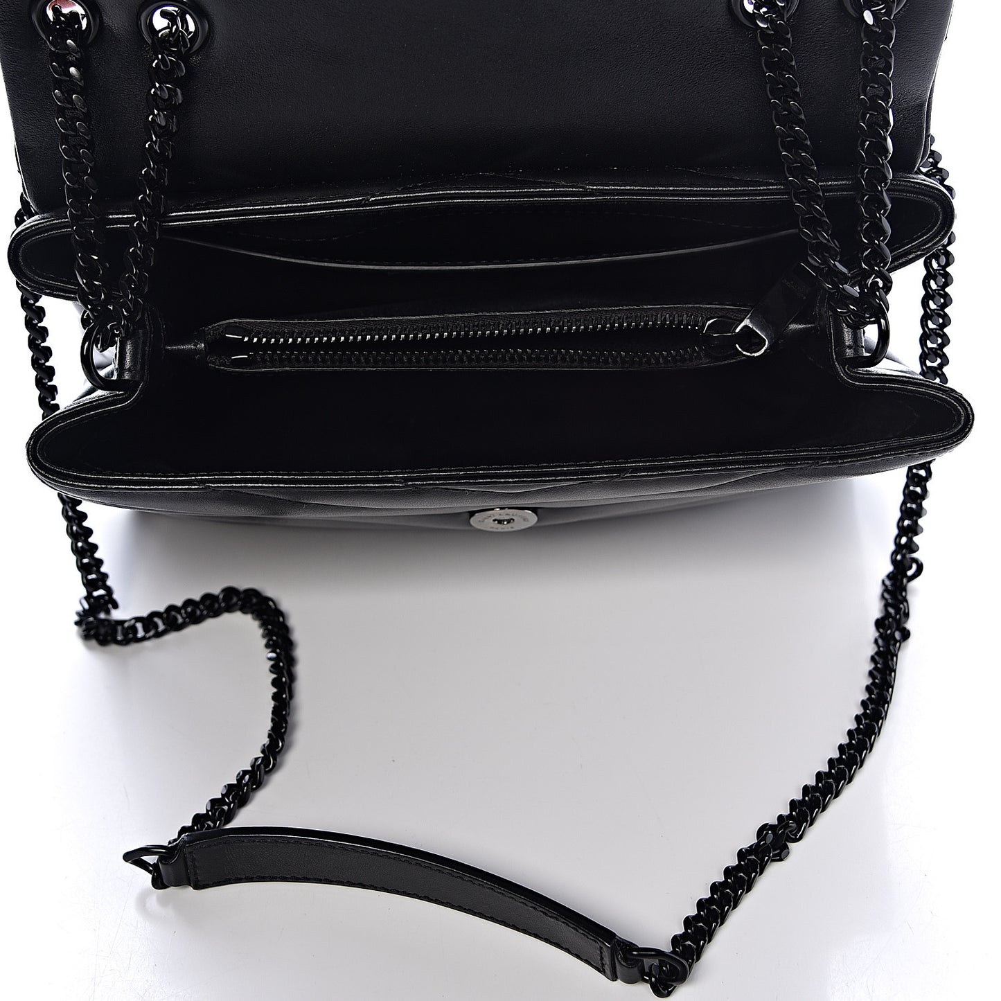 Calfskin Y Quilted Monogram Small Loulou Chain Satchel Black