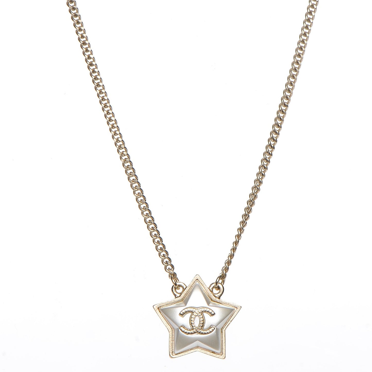Metal Resin Star CC Necklace Silver Gold