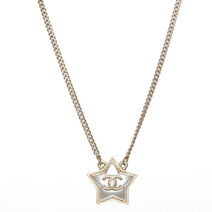 Chanel Metal Resin Star CC Necklace Silver Gold 1 of 7