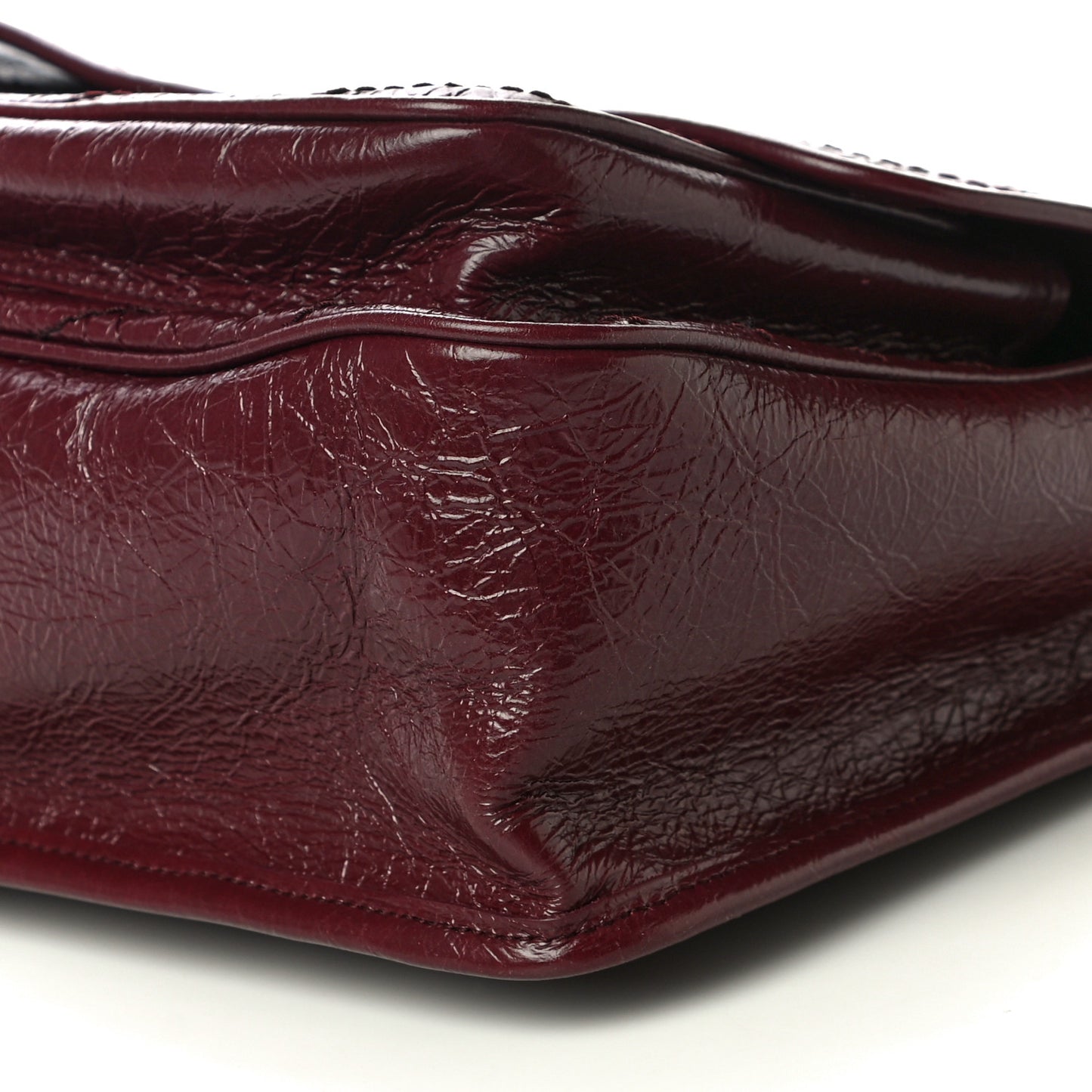 Crinkled Calfskin Matelasse Monogram Medium Niki Chain Satchel Burgundy