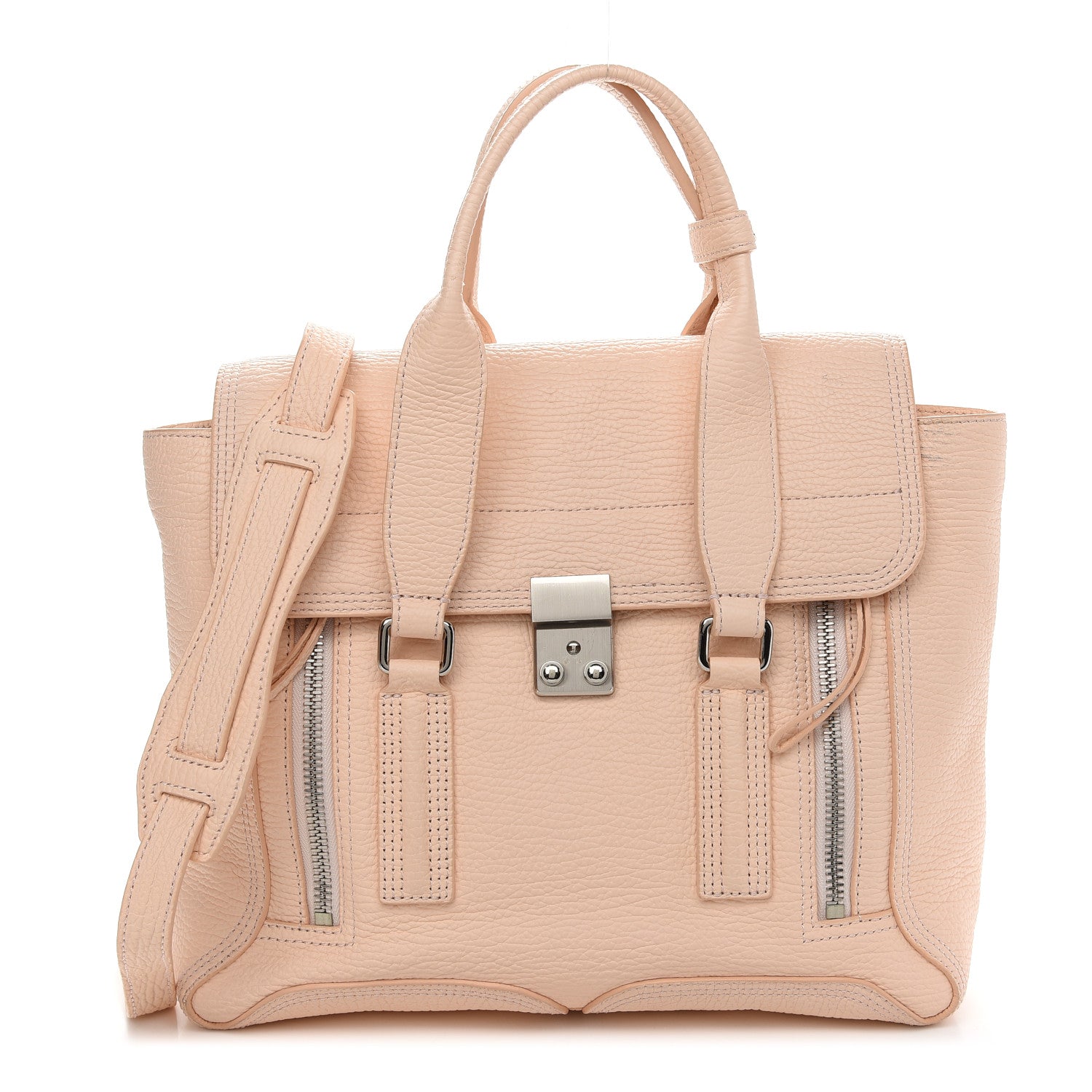 3.1 Phillip Lim Textured Calfskin Medium Pashli Satchel White Peach 1 of 10