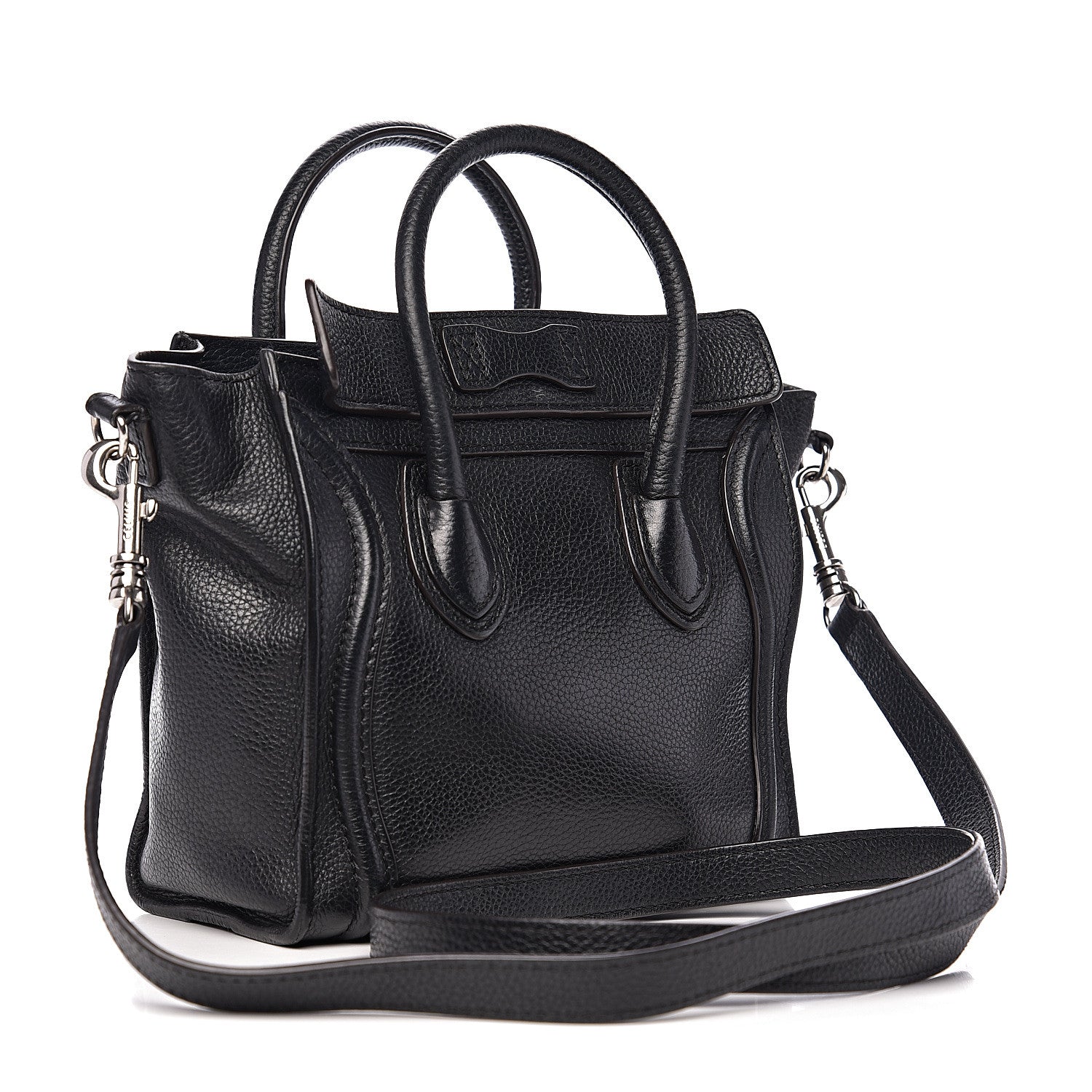 Celine Drummed Calfskin Nano Luggage Black 2 of 9