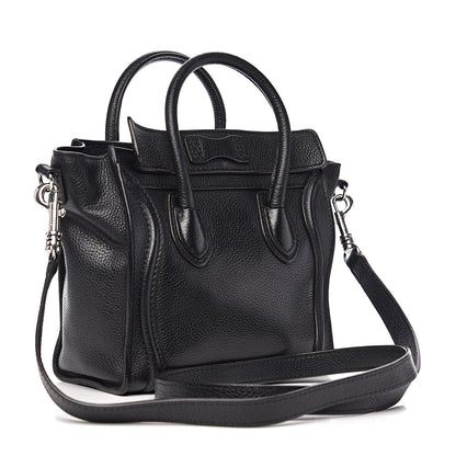 Celine Drummed Calfskin Nano Luggage Black 2 of 9
