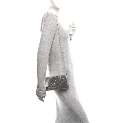Christian Louboutin Metallic Textured Calfskin Loubi54 Crossbody Clutch Silver 2 of 9