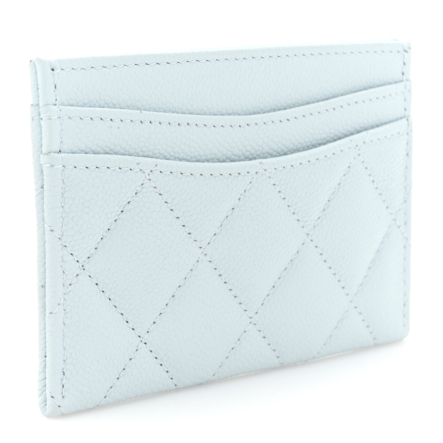 Caviar Quilted Card Holder Light Blue