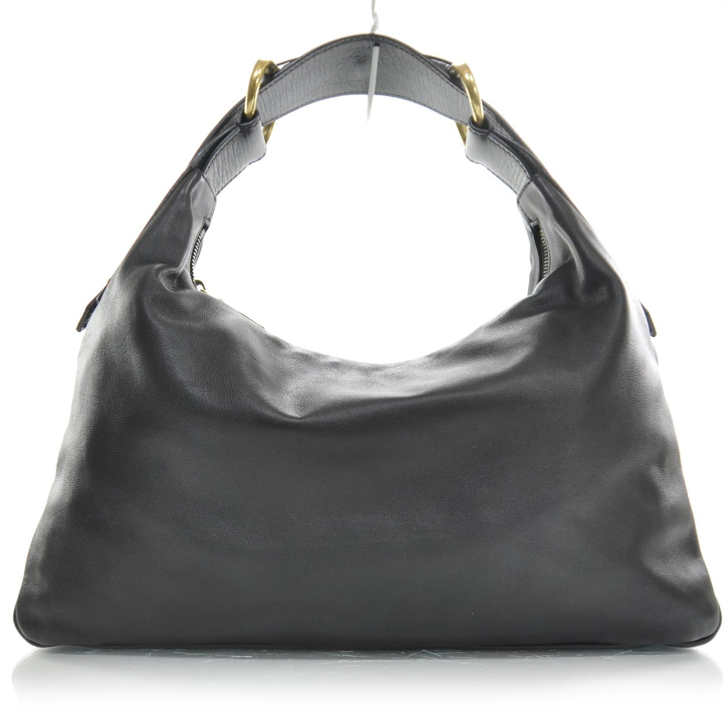 Leather Medium Horsebit Chain Hobo Black