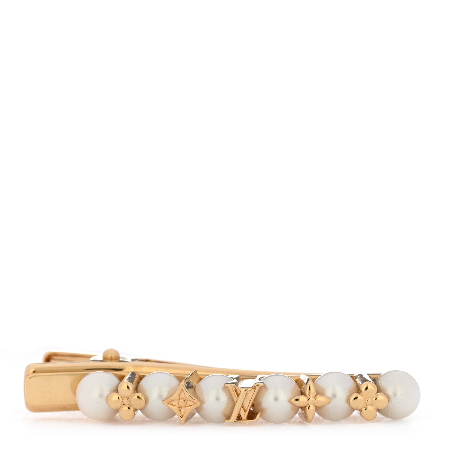 Louis Vuitton Metal Minigram Pearl Barrette Gold 1 of 3
