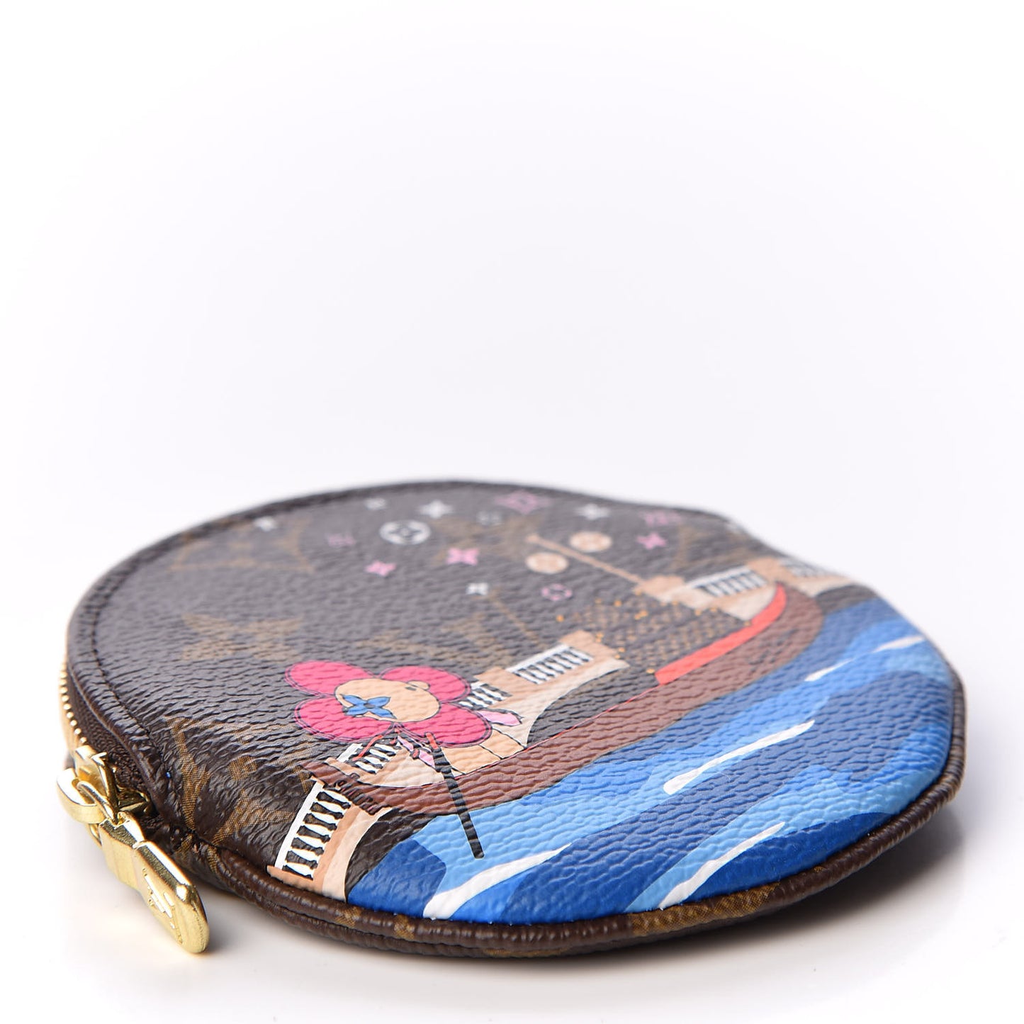 Monogram 2019 Christmas Animation Round Coin Purse Blue