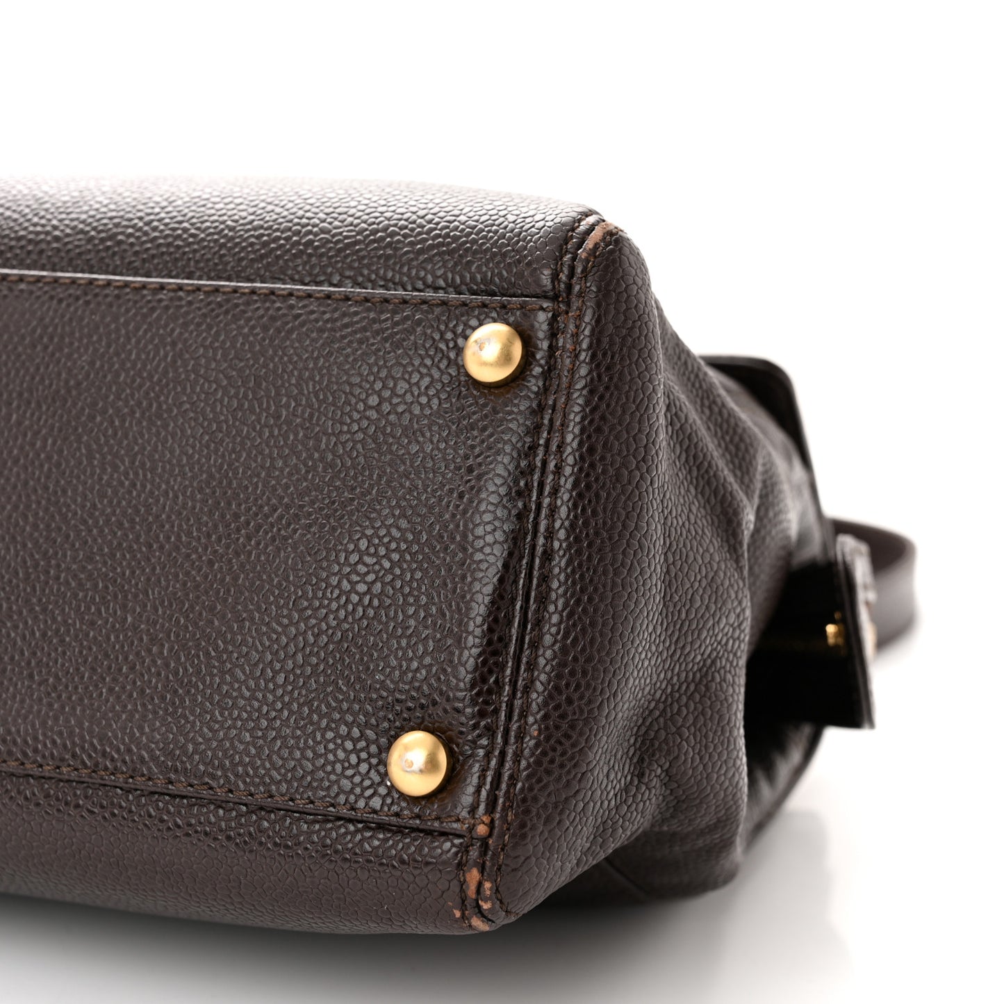 Caviar Flap Shoulder Bag Brown