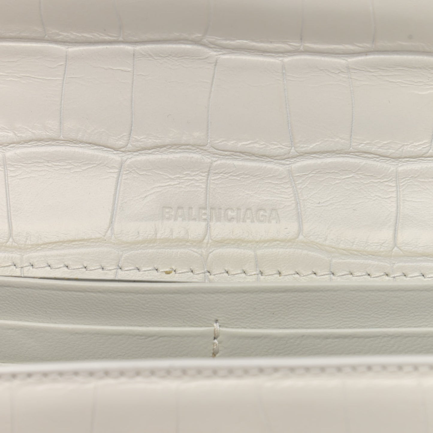 Extra Supple Calfskin Crocodile Embossed Gossip Chain Bag XS White