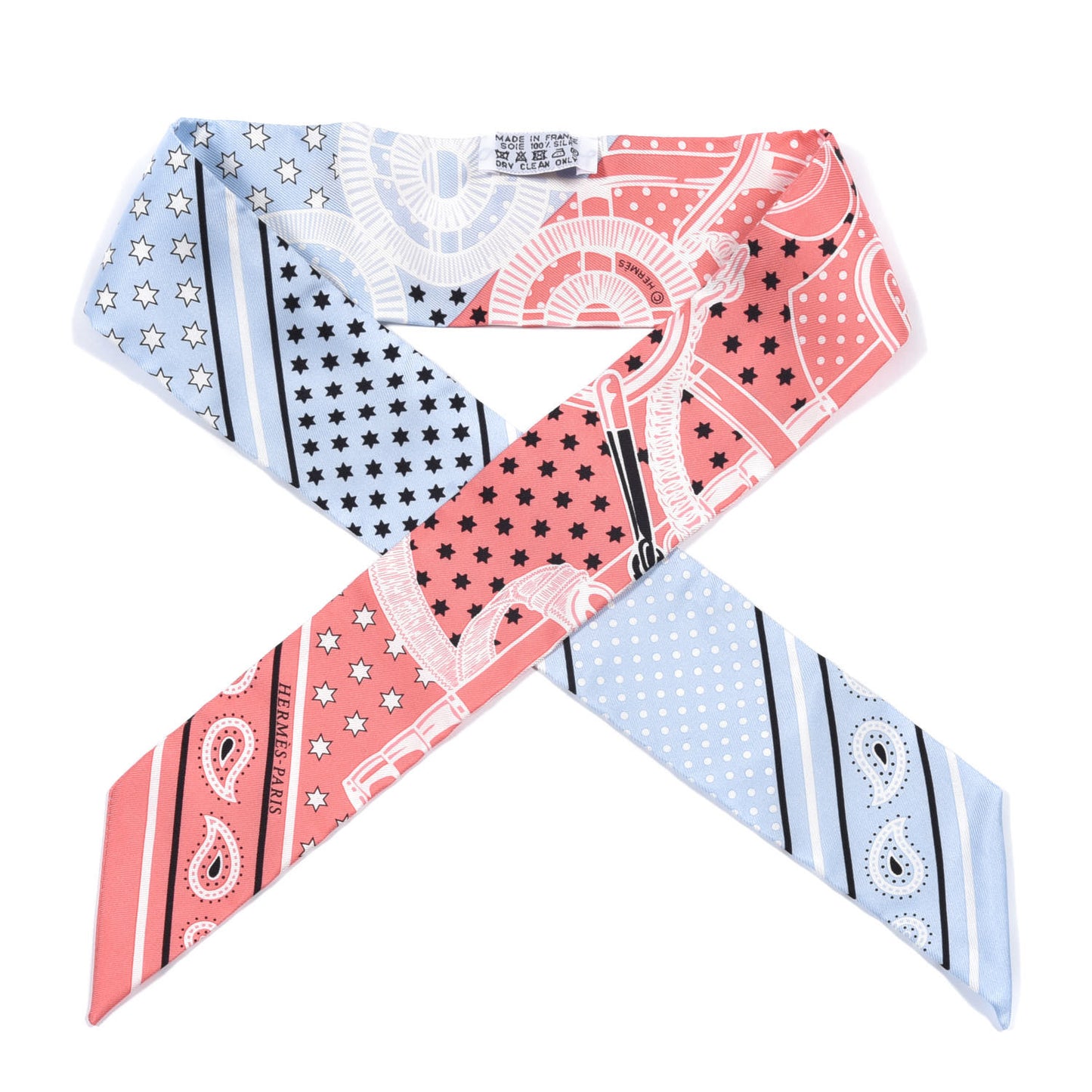Silk Les Flacons Bandana Twilly Bleu Ciel White Rose Bonbon