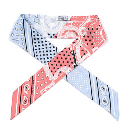 Hermes Silk Les Flacons Bandana Twilly Bleu Ciel White Rose Bonbon 1 of 5