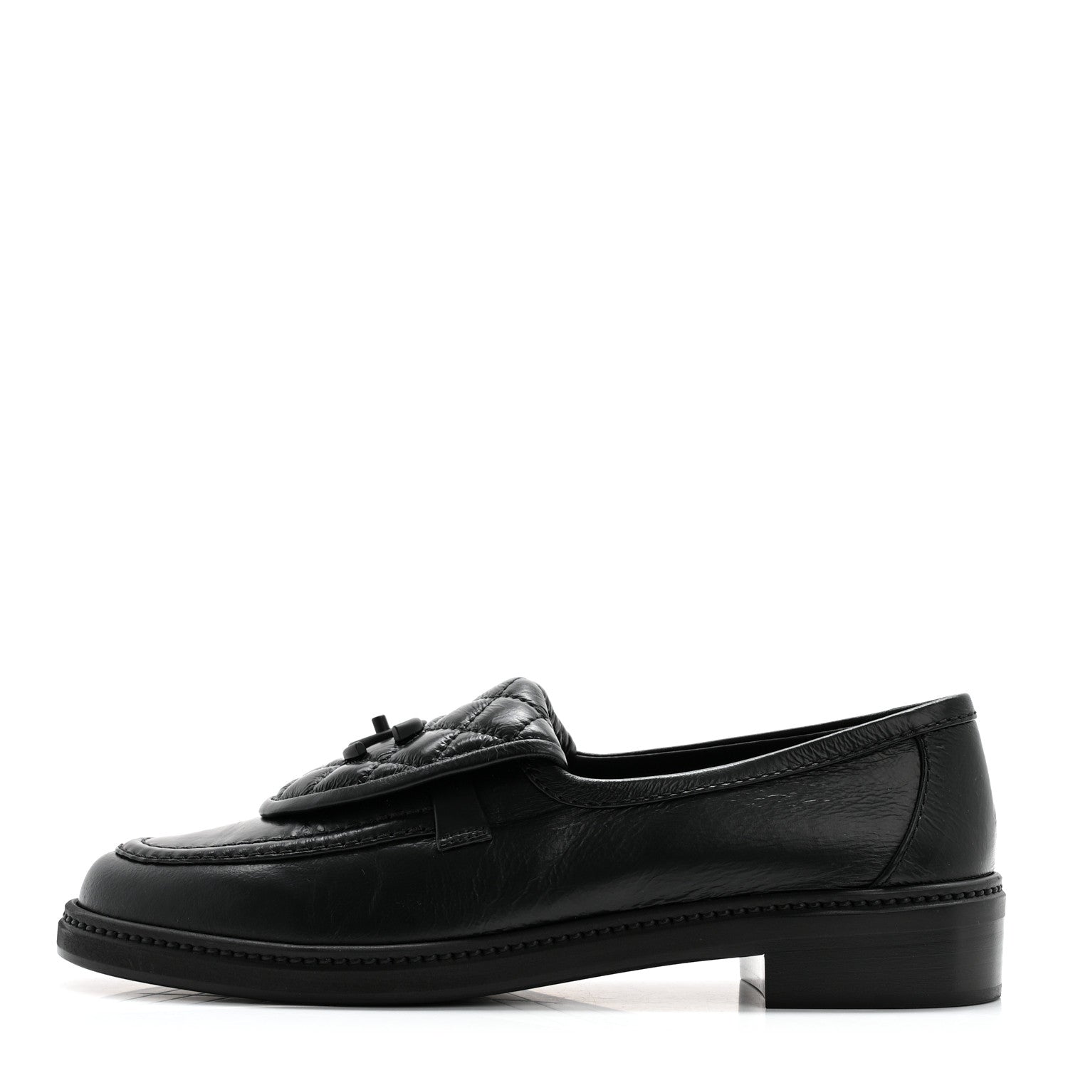Chanel Crumpled Lambskin Quilted CC Turnlock Loafers 40.5 Black 1 of 9