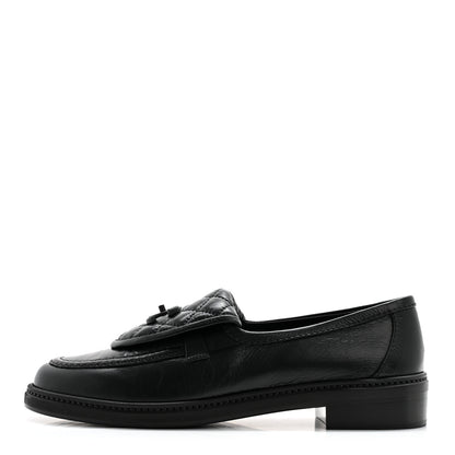 Chanel Crumpled Lambskin Quilted CC Turnlock Loafers 40.5 Black 1 of 9