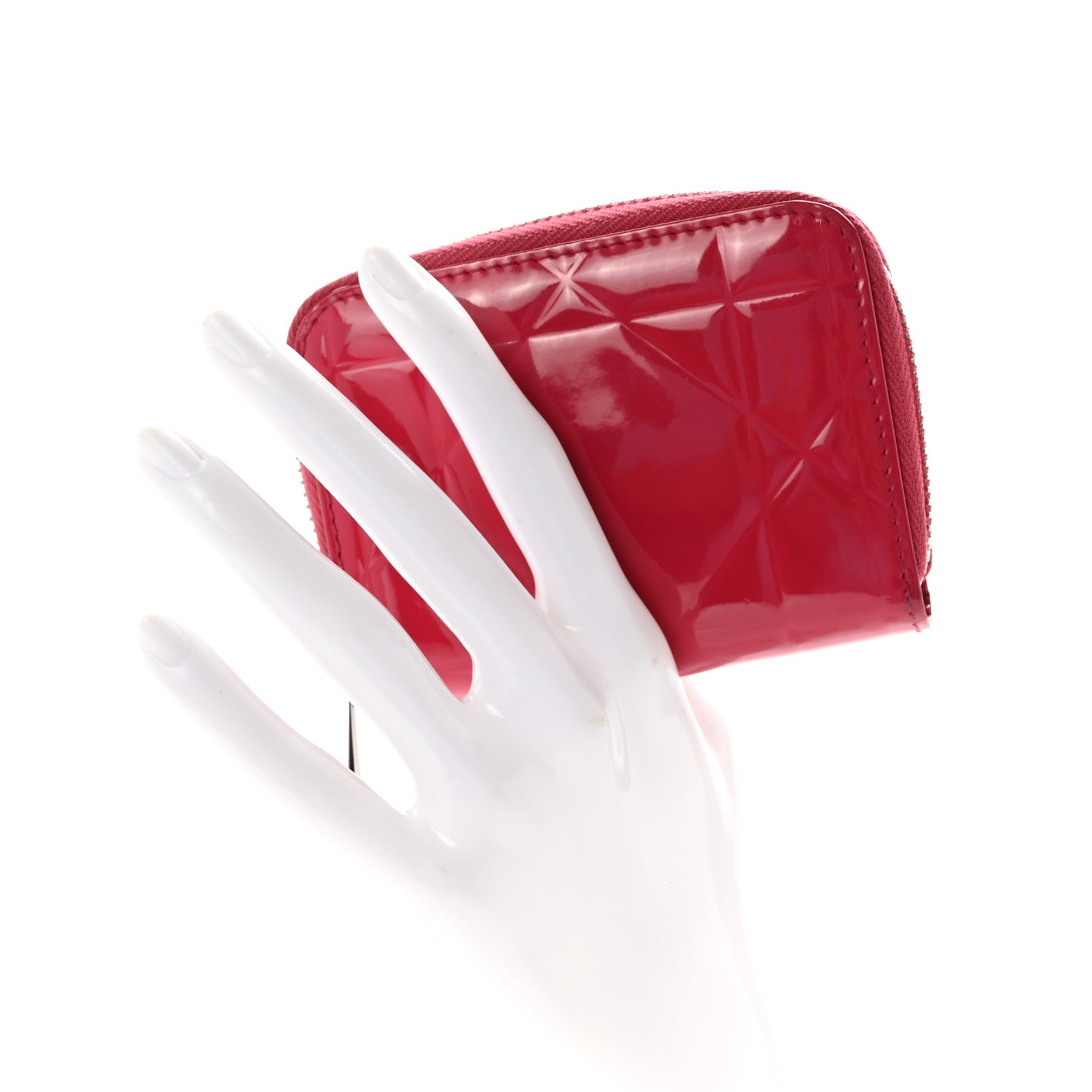 Christian Dior Patent Cannage Tutti Lady Dior Voyageur Coin Purse Fuchsia 2 of 7