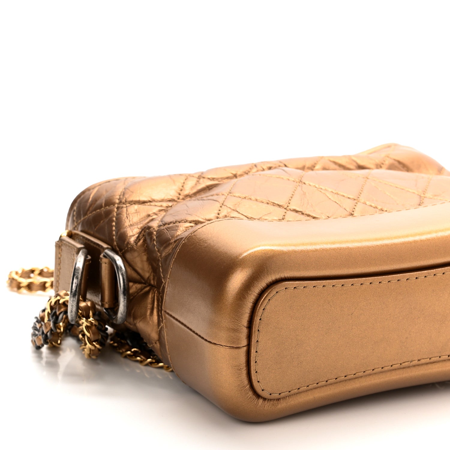 Chanel Metallic Aged Calfskin Quilted Small Gabrielle Hobo Bronze 8 of 9