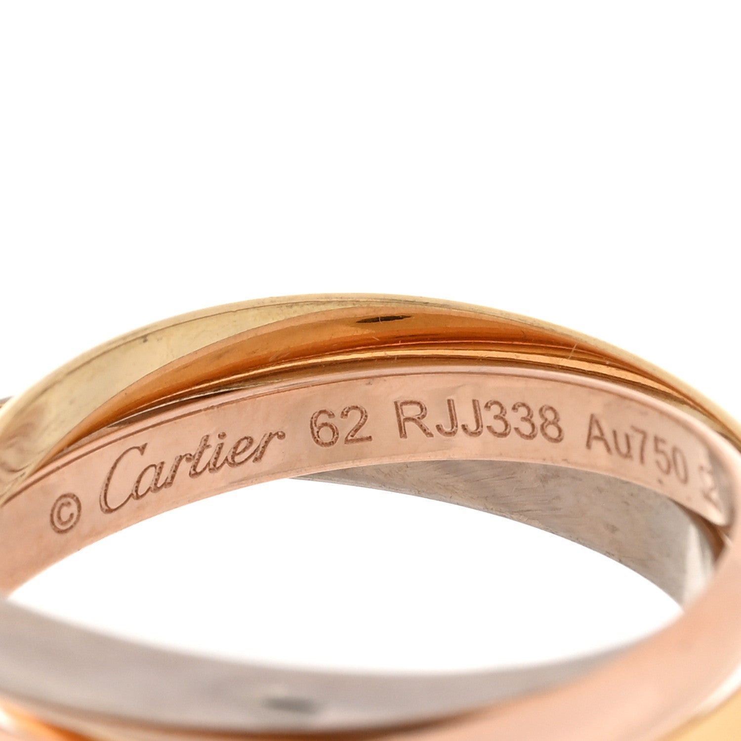 Cartier 18K Pink Yellow White Gold Small Trinity Ring 62 10 4 of 6