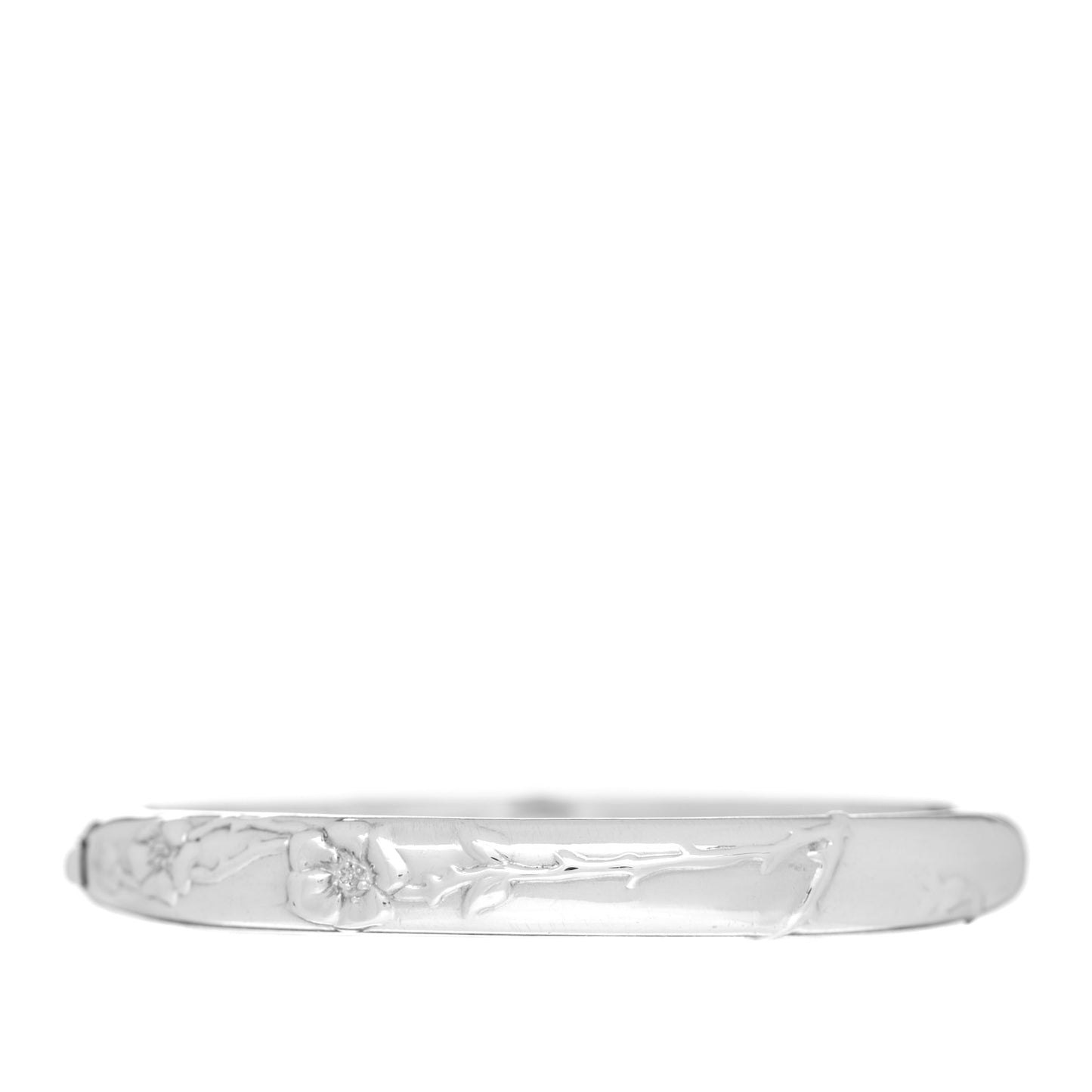 Sterling Silver Nature Rose Bangle Bracelet