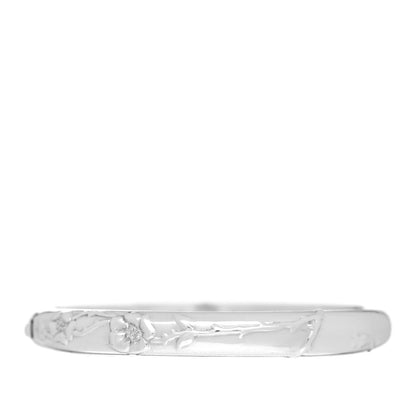 Tiffany Sterling Silver Nature Rose Bangle Bracelet 2 of 3