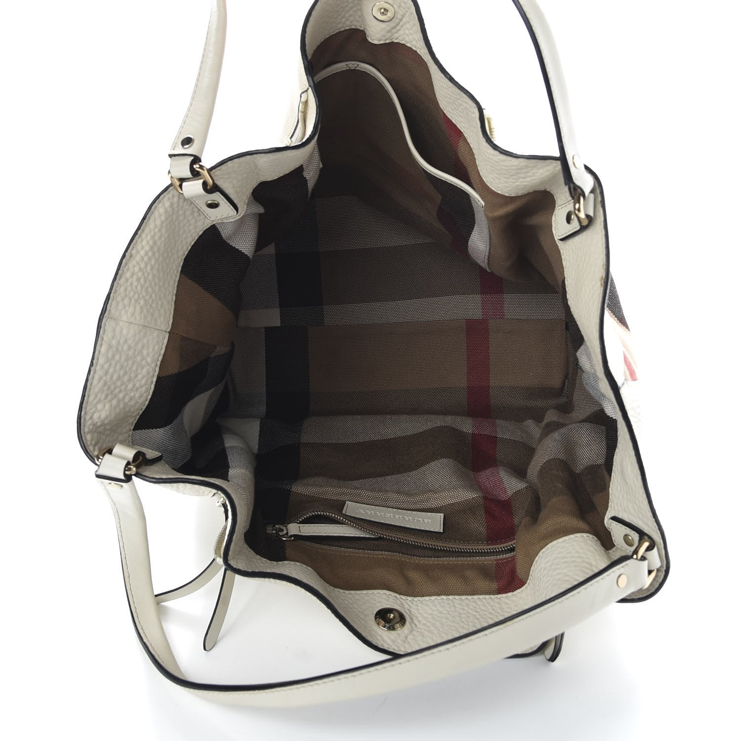 Burberry Grainy Calfskin House Check Medium Maidstone White 5 of 11