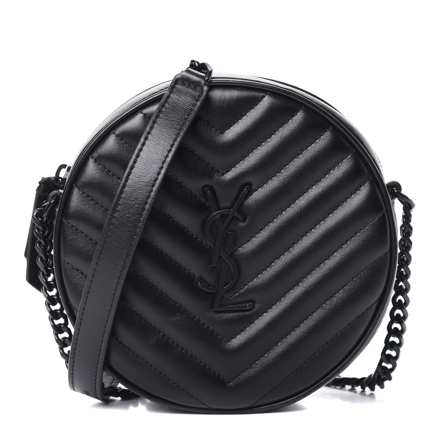 Saint Laurent Calfskin Matelasse Chevron Round Vinyle Camera Bag Black 1 of 10