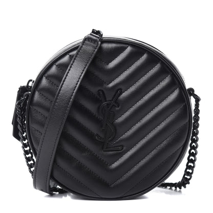 Saint Laurent Calfskin Matelasse Chevron Round Vinyle Camera Bag Black 1 of 10