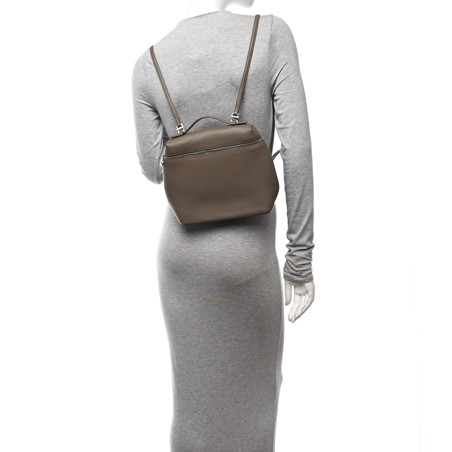 Grained Calfskin Extra Pocket L23.5 Backpack Warm Mastic