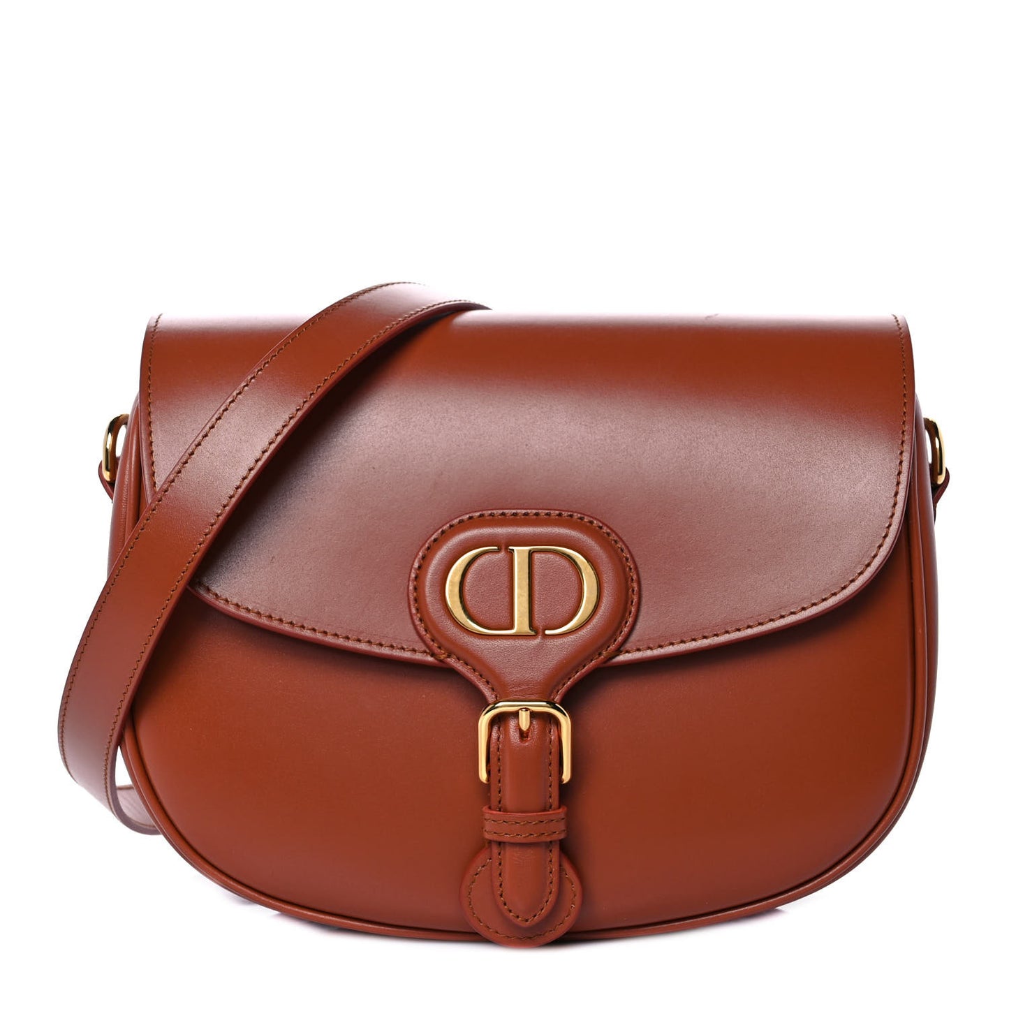 Box Calfskin Medium Bobby Flap Dark Tan
