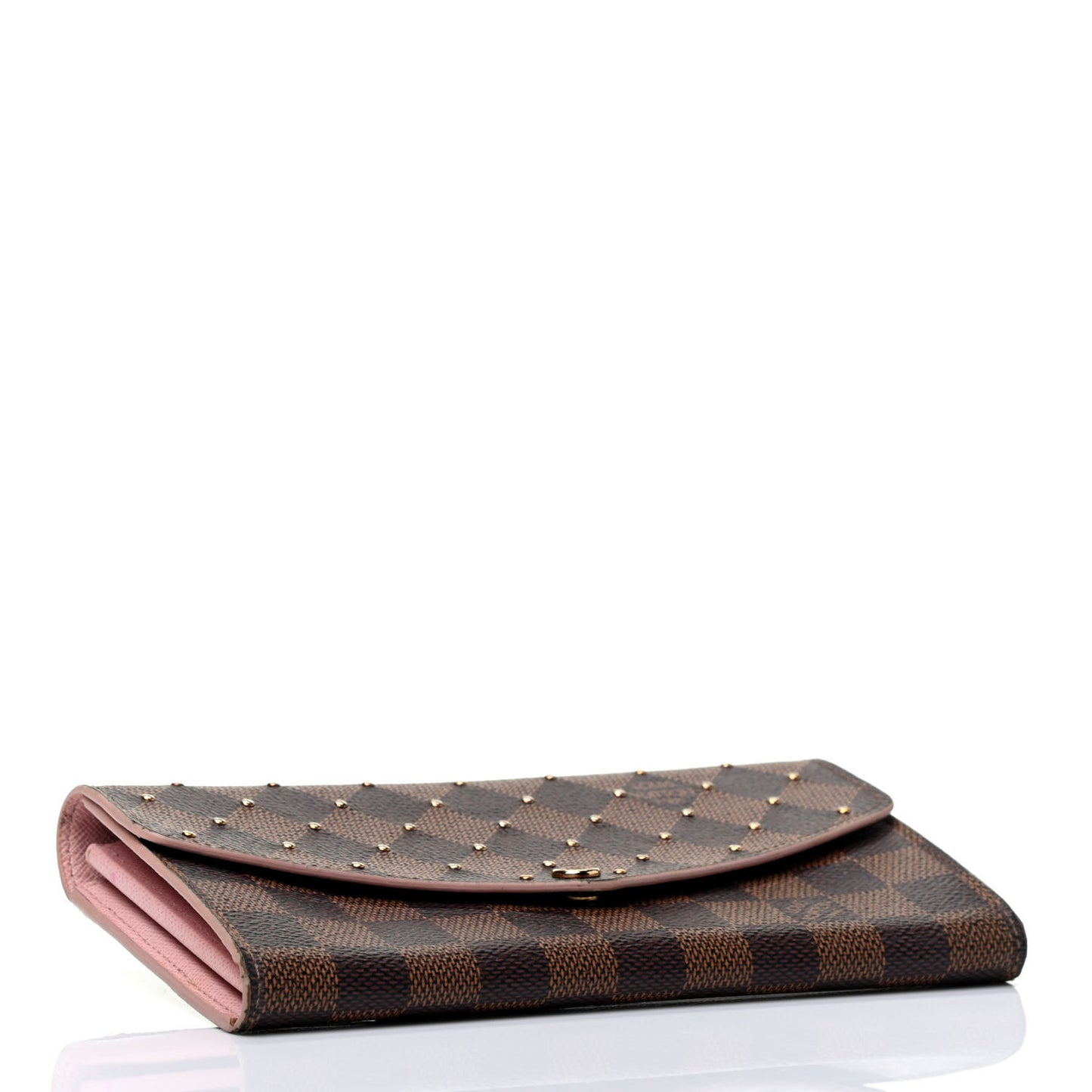 Damier Ebene Studded Sarah Wallet NM Rose Ballerine