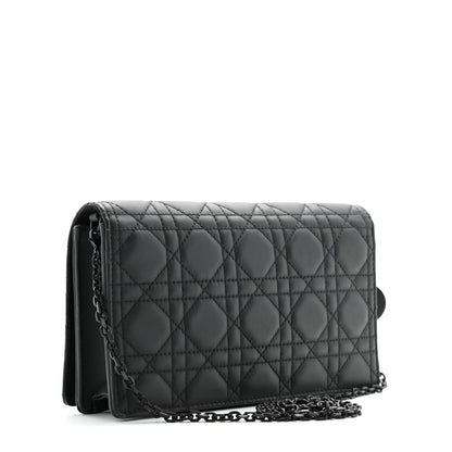 Christian Dior Ultra Matte Calfskin Cannage Lady Dior Clutch Black 4 of 14