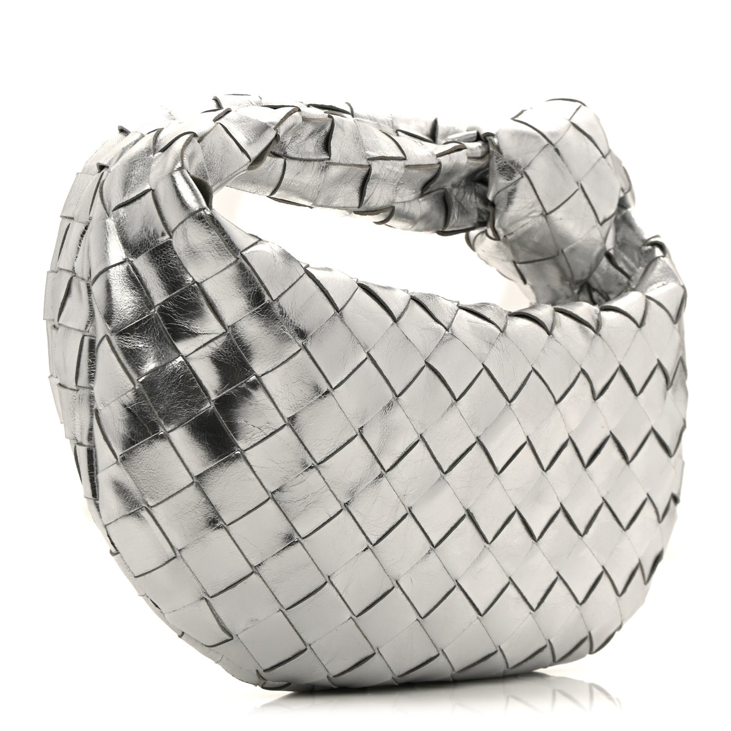 Metallic Nappa Intrecciato Mini Jodie Silver