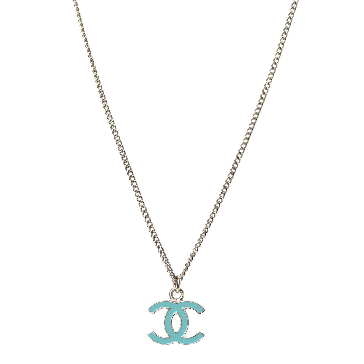 Enamel CC Necklace Blue Light Gold
