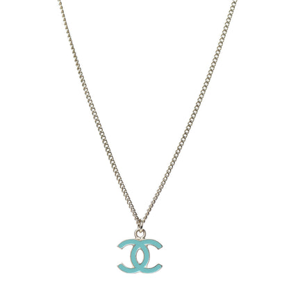 Chanel Enamel CC Necklace Blue Light Gold 1 of 5