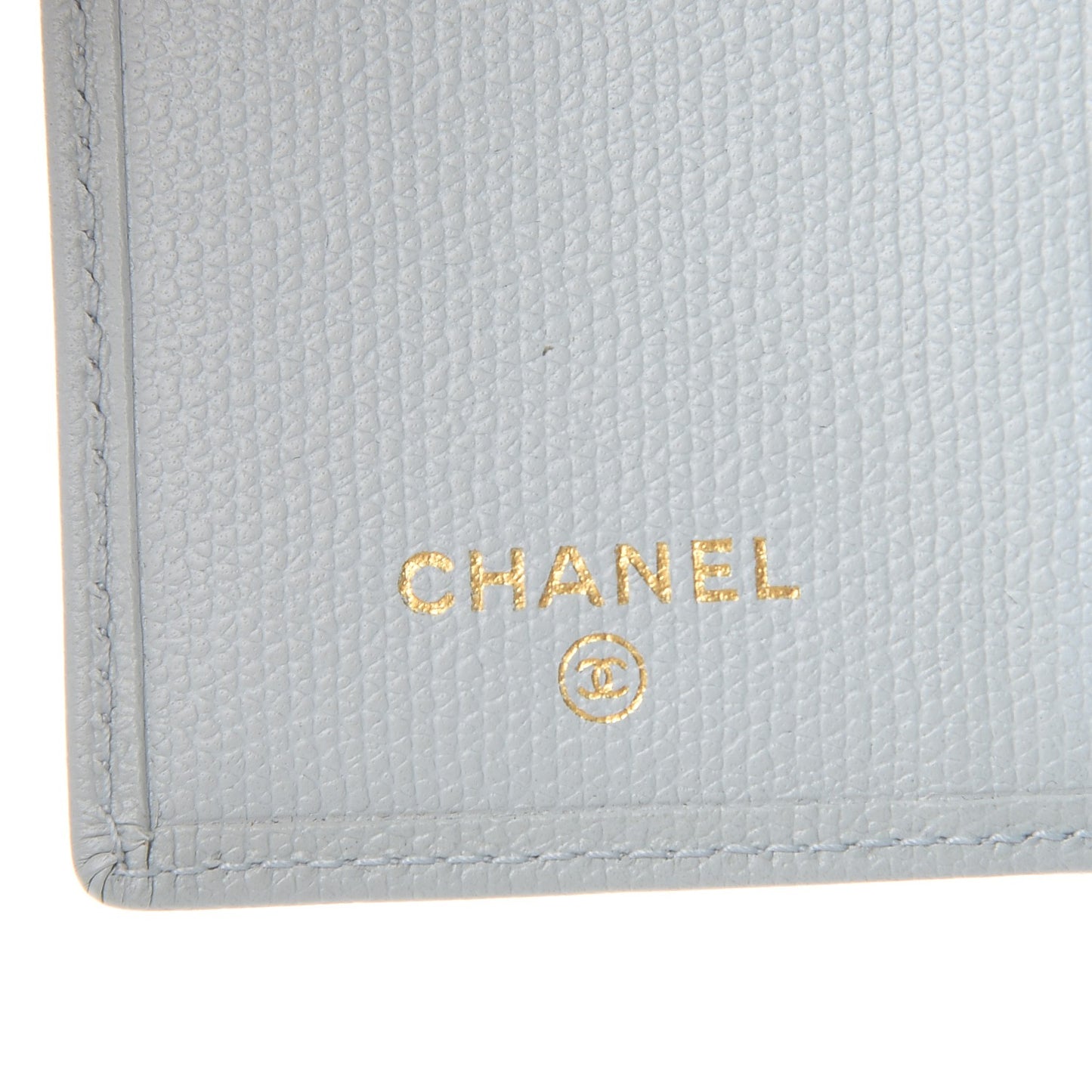 Grained Calfskin Small CC Button Pocket Agenda Cover Light Blue