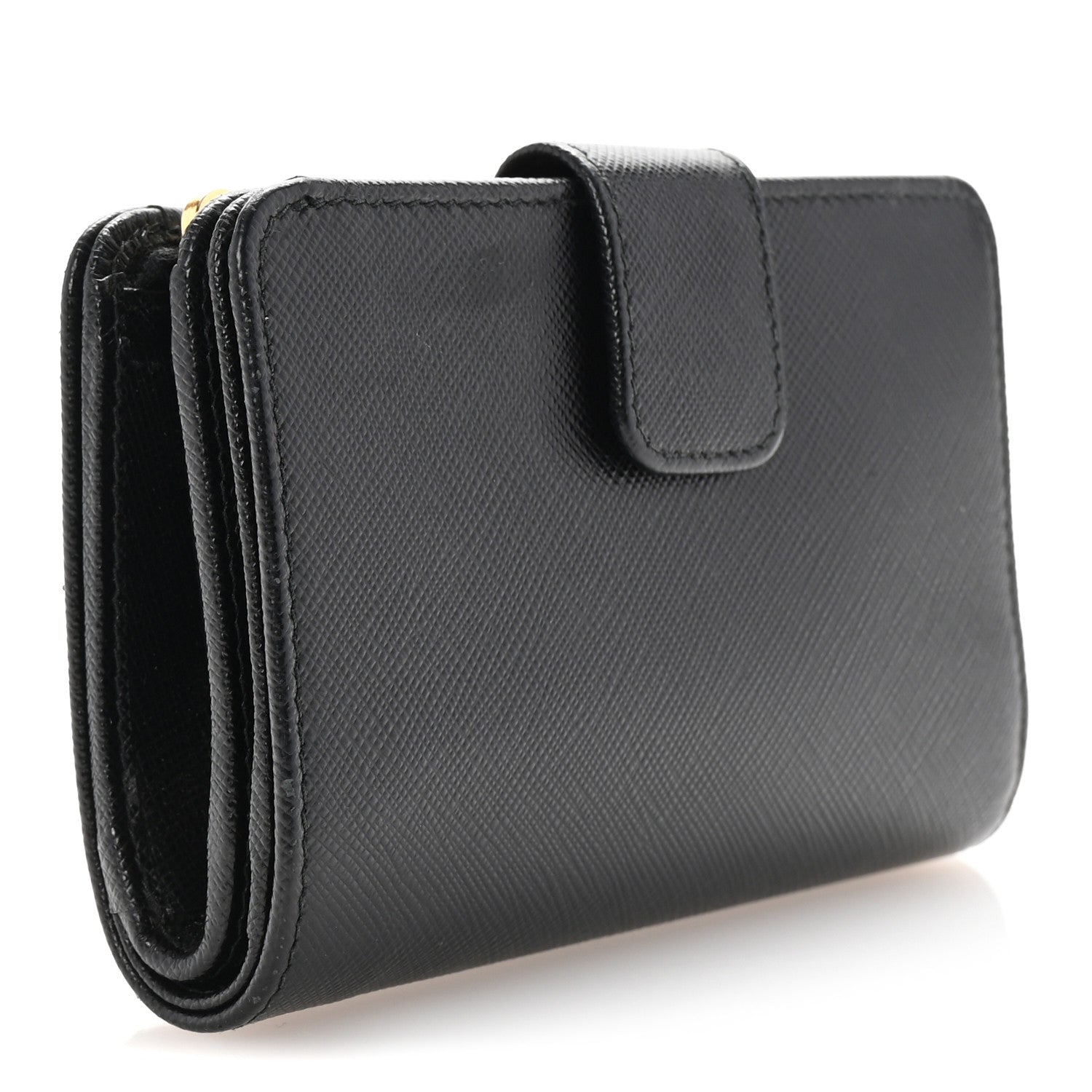 Prada Saffiano Metal Compact Wallet Black 3 of 7