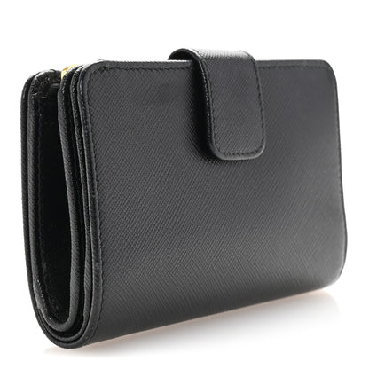 Prada Saffiano Metal Compact Wallet Black 3 of 7