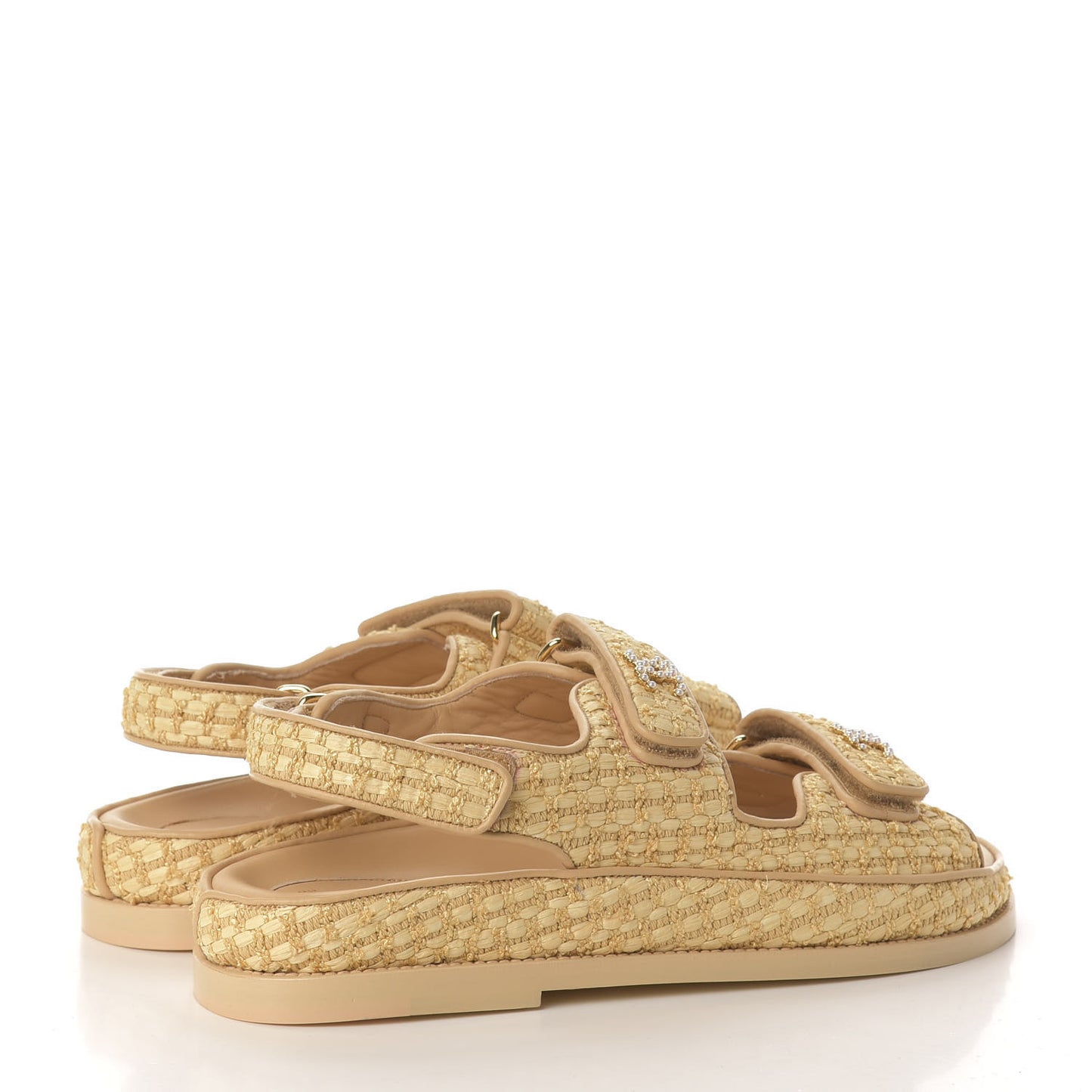 Braided Fabric Velcro Dad Sandals 39.5 Beige