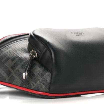 Fendi Glazed Fabric Vitello Century FF 1974 Pocket Belt Bag Black Rosso 8 of 11