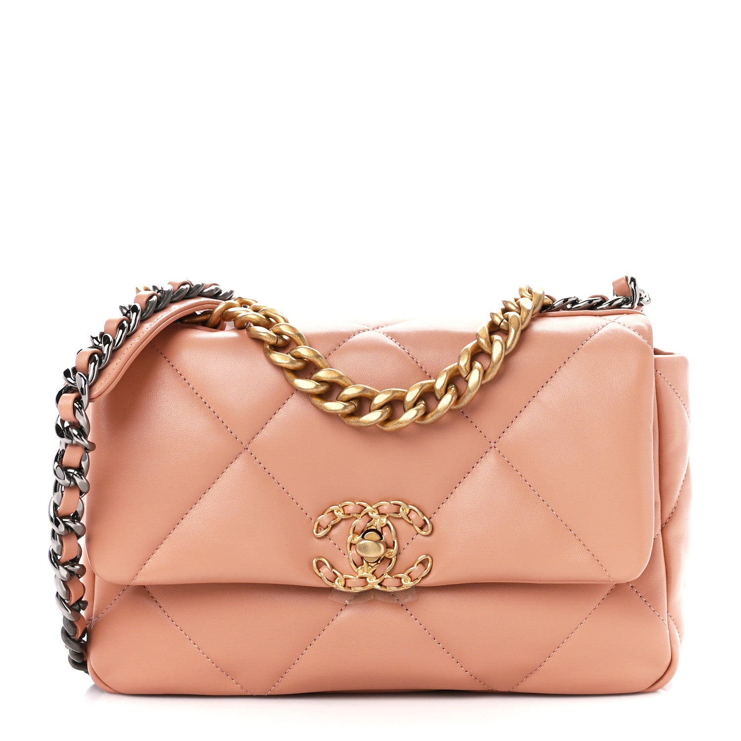 Chanel Lambskin Quilted Medium Chanel 19 Flap Beige 1 of 10