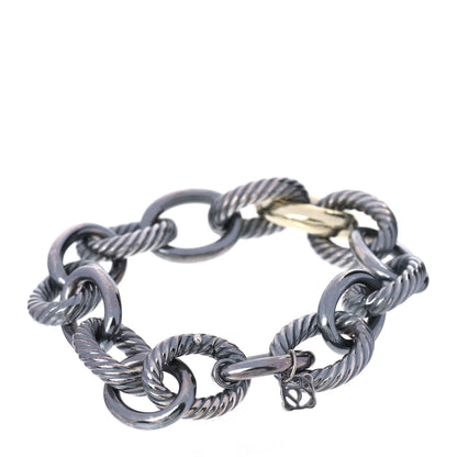 David Yurman Darkened Sterling Silver 14K Yellow Gold 19mm Extra Large Oval Link Bracelet 3 of 5