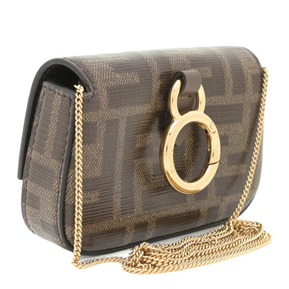 Fendi Glazed Fabric FF 1974 Nano Baguette Charm Mogano Panna 2 of 10