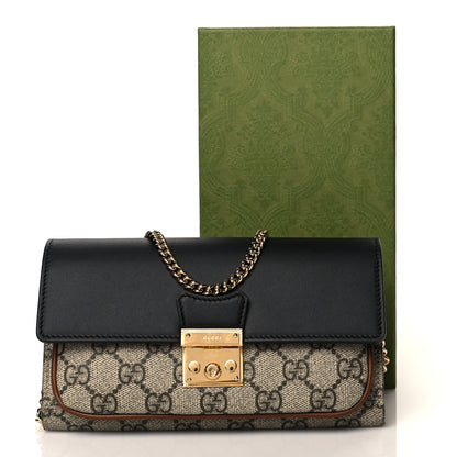 Gucci GG Supreme Monogram Calfskin Padlock Chain Wallet Beige Black Cuir 8 of 8