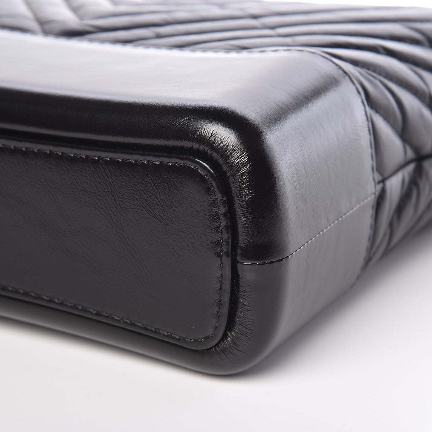 Aged Calfskin Chevron Quilted Medium Gabrielle Hobo Black