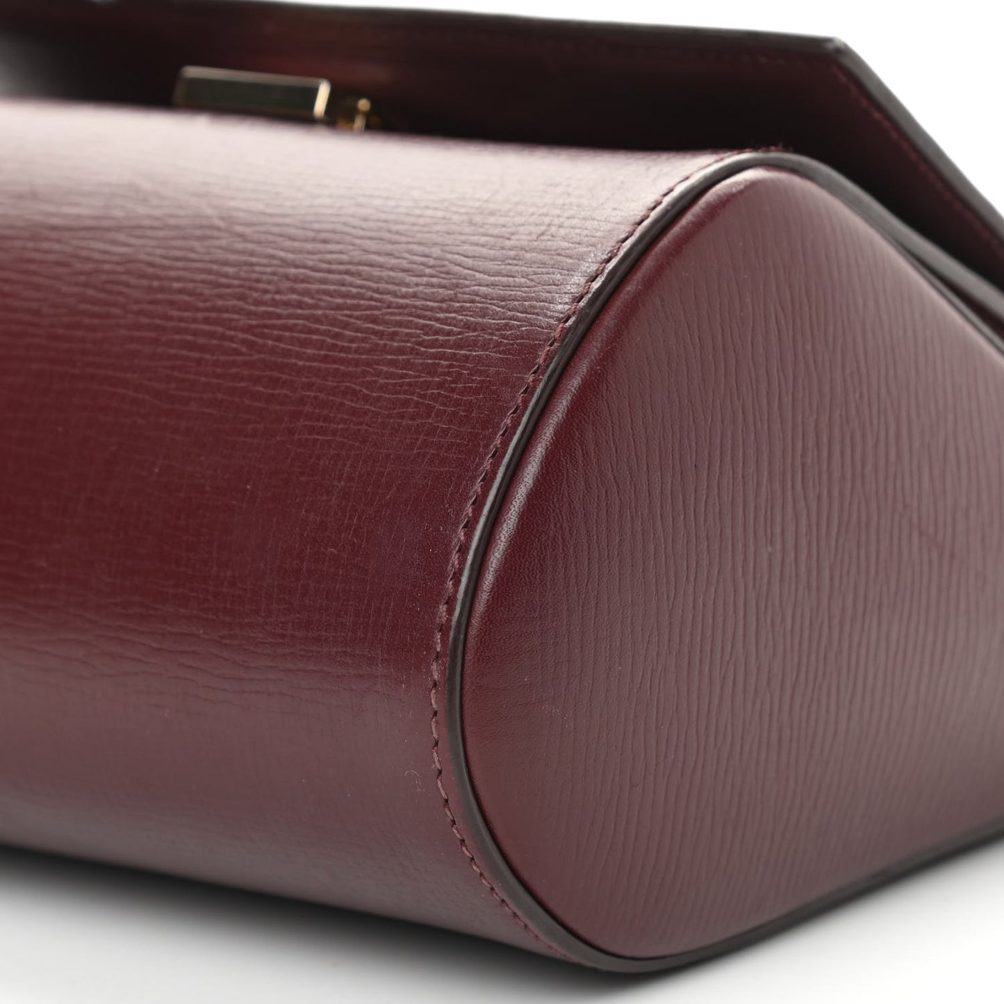 Textured Calfskin Mini Pandora Box Chain Crossbody Bag Oxblood