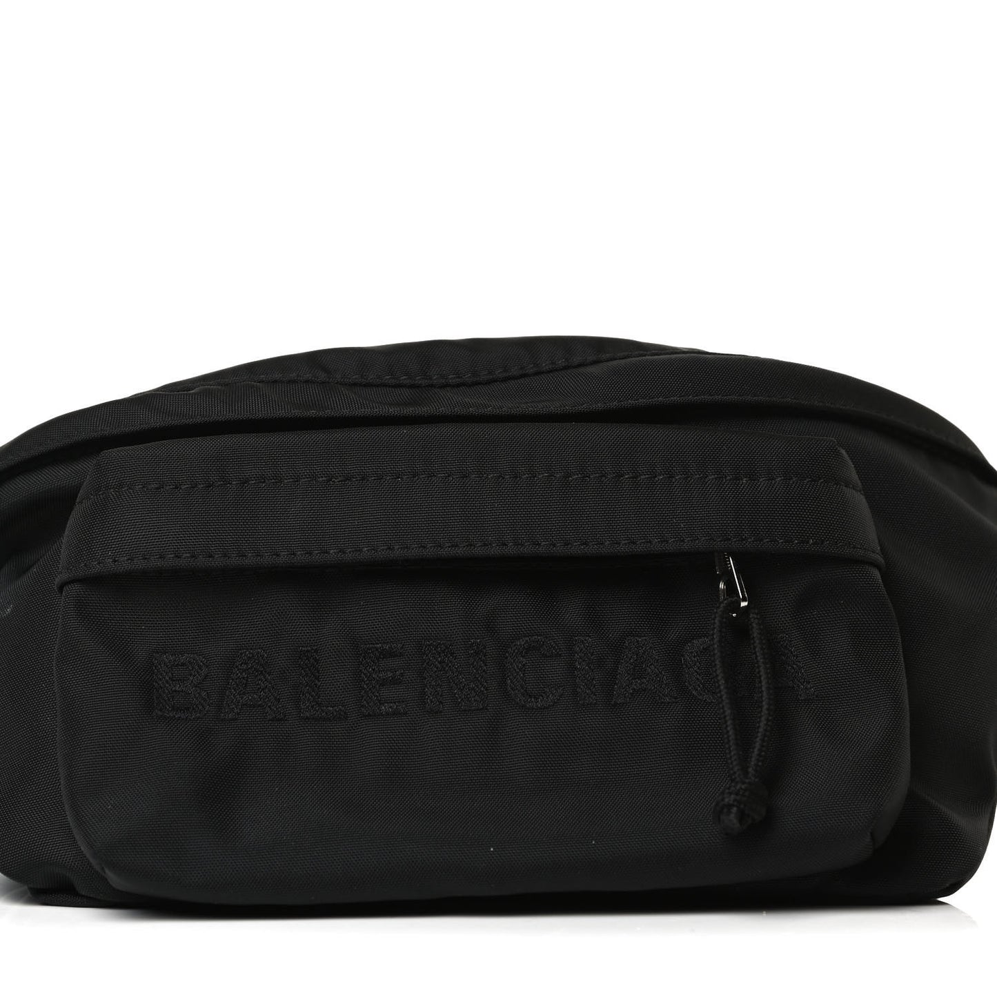 Textured Sport Nylon Logo Embroidered Wheel Beltpack Black